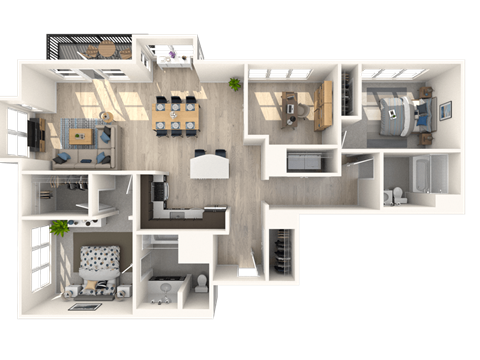 B6.1 2 Beds 2 Baths Floor Plan